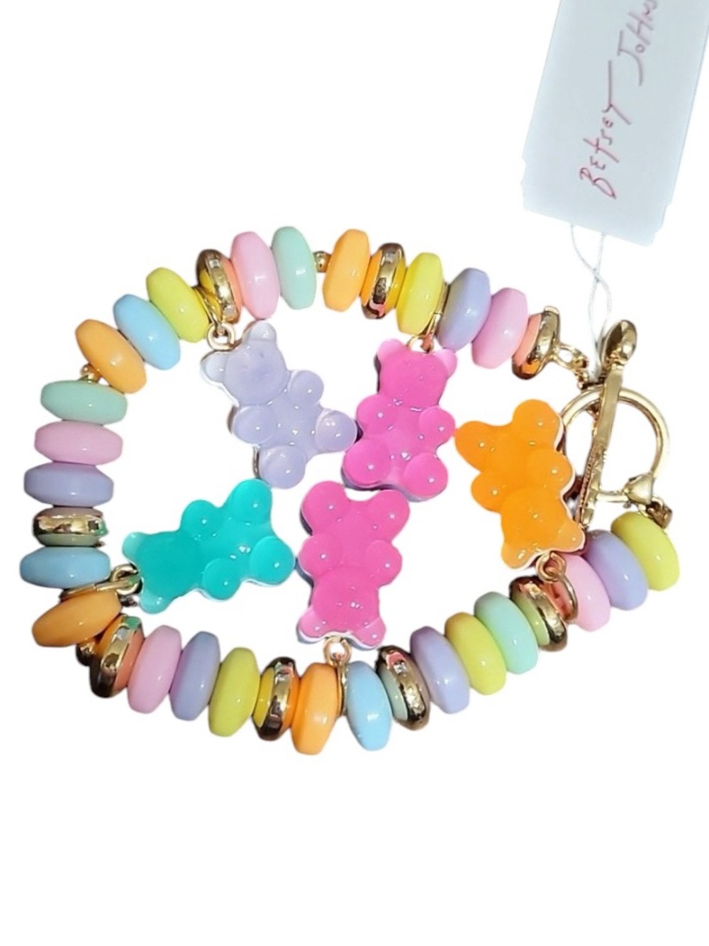 BETSEY JOHNSON Gummy Bear Resin Beaded Multicolor/Rainbow Candy Bracelet NEW NWT
